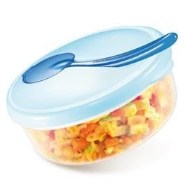 Pojemnik podróżny na pokarm dla dziecka, łyżeczka w zestawie - kolor niebieski | TESCOMA PAPU PAPI
