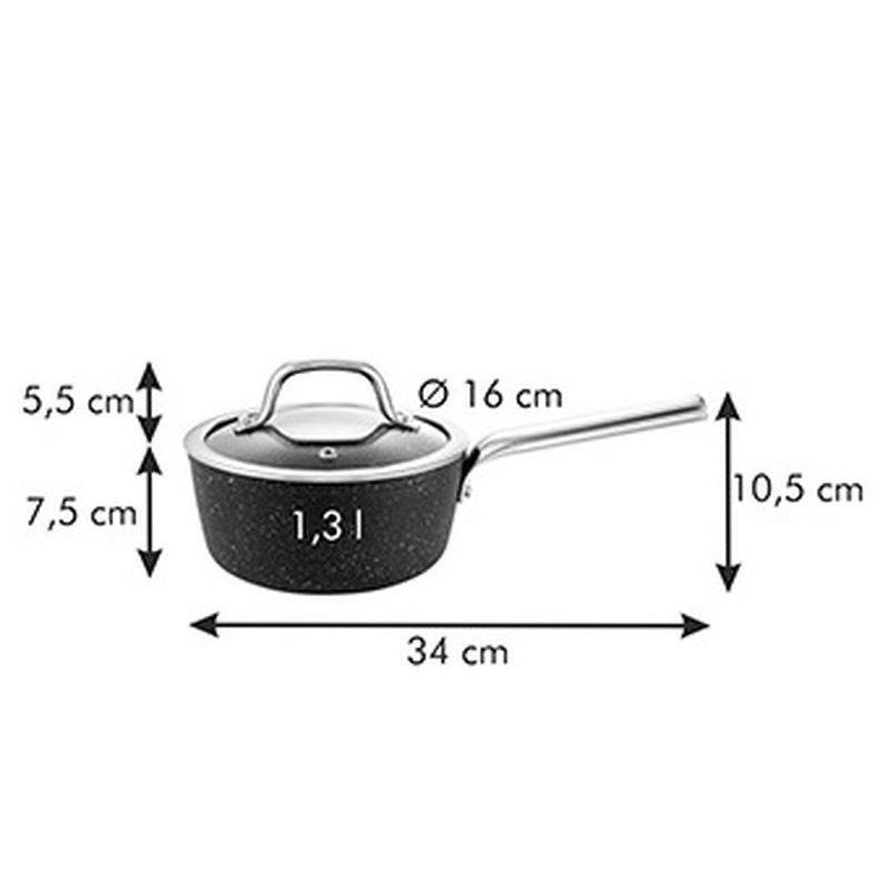 Rondelek indukcyjny w zestawie z szklaną pokrywą - pojemność 1,3 litra, średnica 16 cm | TESCOMA PRESIDENT STONE