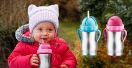 Termos dla dzieci ze słomką - pojemność 300 ml, kolor różowy | TESCOMA BAMBINI