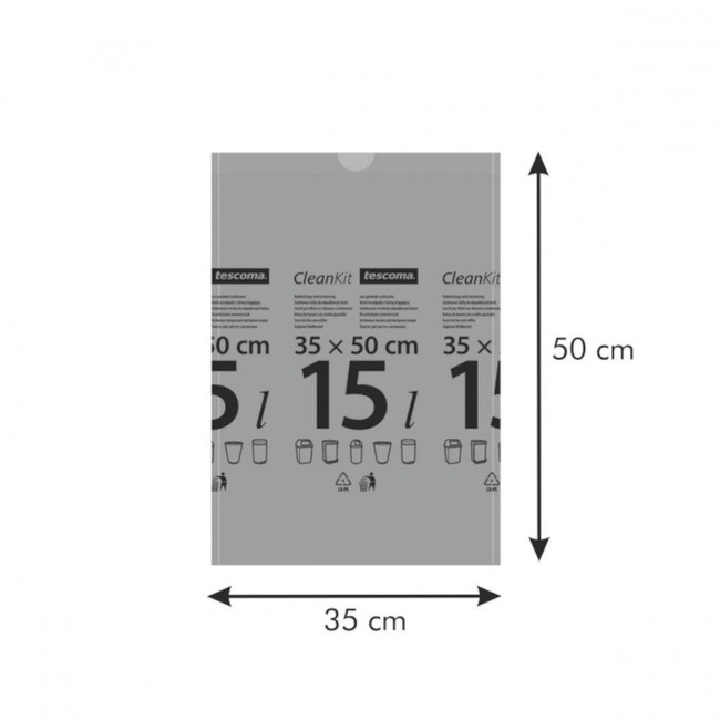 Worki na śmieci z taśmą ściągającą o pojemności 15 litrów, komplet 15 szt. | TESCOMA CLEANKIT