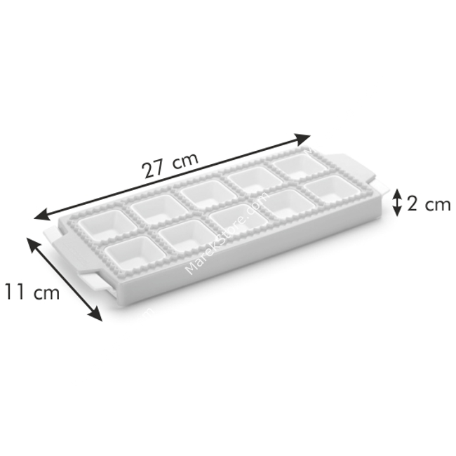 Forma na pierożki ravioli - 10 pierożków o wymiarach 4,5x4,5cm z kwadratowymi poduszeczkami | TESCOMA DELICIA