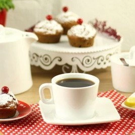 Filiżanka porcelanowa do kawy z prostokątnym talerzykiem - pojemność 200 ml | TESCOMA GUSTITO