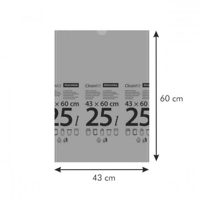 Worki na śmieci z taśmą ściągającą o pojemności 25 litrów, komplet 15 szt. | TESCOMA CLEANKIT