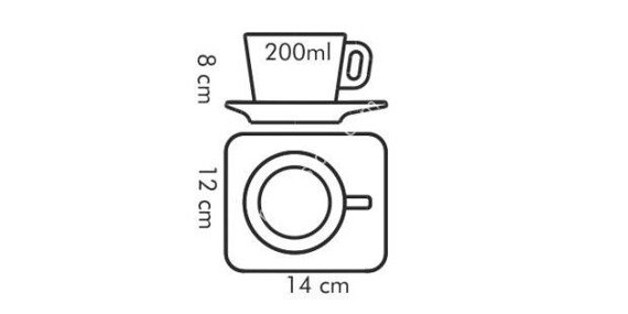 Filiżanka porcelanowa do kawy z prostokątnym talerzykiem - pojemność 200 ml | TESCOMA GUSTITO